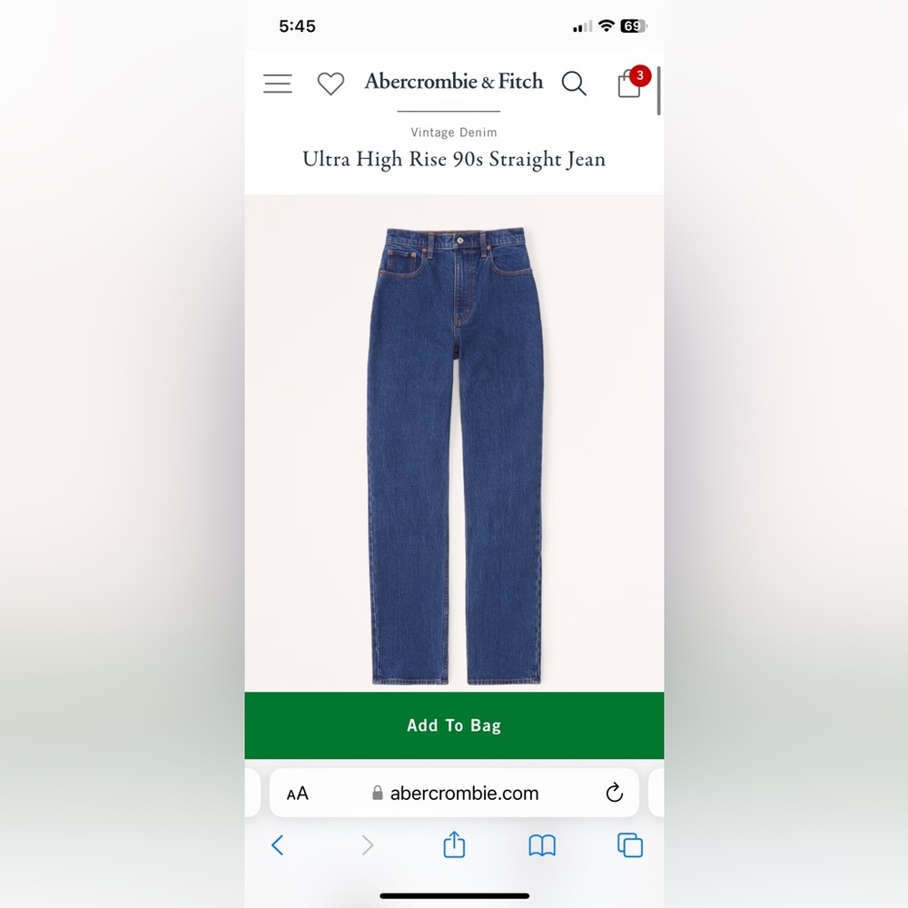 Abercrombie Ultra High Rise 90s Straight Jean